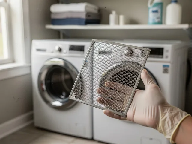 Kendall Dryer Vent Cleaning specialist performing detailed lint trap cleaning service in Kendall