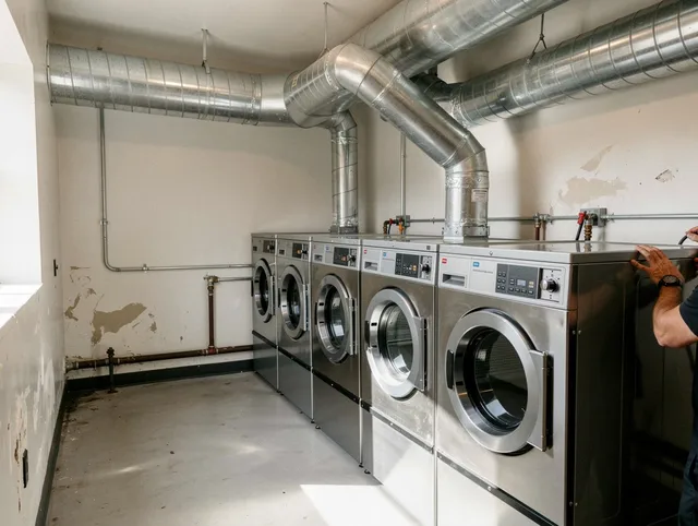 Kendall Dryer Vent Cleaning team performing large-scale commercial dryer vent cleaning in Kendall