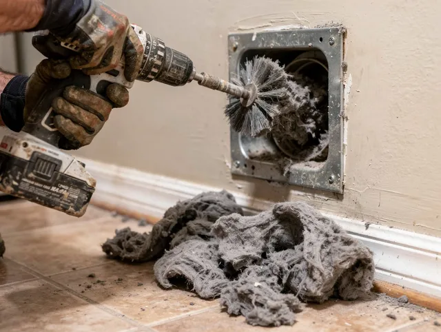 Certified Kendall Dryer Vent Cleaning technician performing dryer vent cleaning in Kendall
